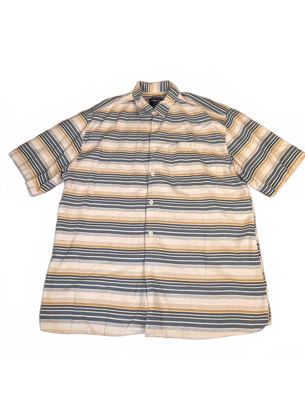 Trust XL Striped Linen Rayon Short Sleeve Shirt